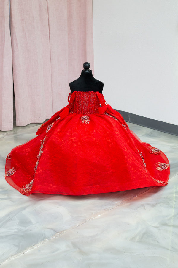 Scarlet Passion Mini Quinceañera Gown — girls quinceañera dress at Boutique Moroleón Sacramento