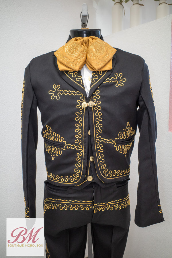 Economic Charro Negro with Gold — traje de charro en Moroleón, Guanajuato — Boutique Moroleón