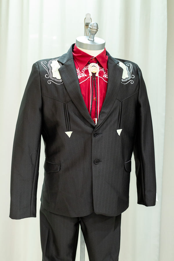 Chalino Sanchez-Inspired Vaquero Suit in Black — alternate view — Boutique Moroleon Sacramento