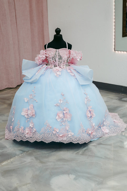 Powder Blue Blossom Mini Quinceañera Gown