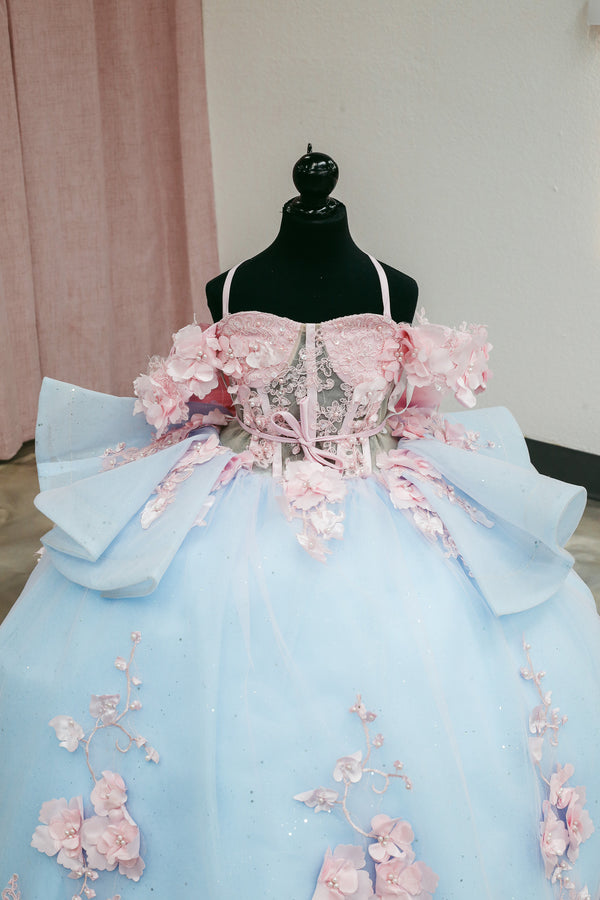 Powder Blue Blossom Mini Quinceañera Gown — alternate view