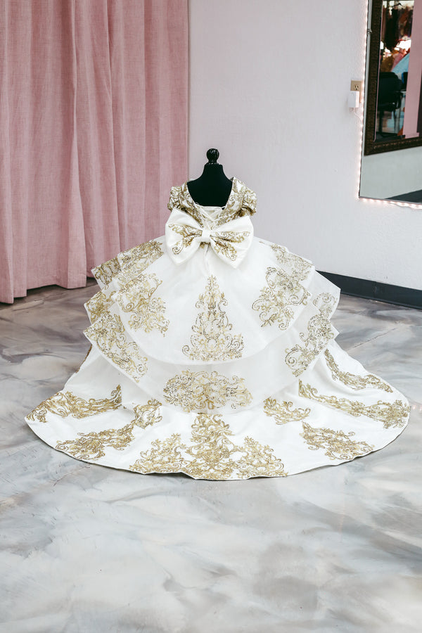 Ivory &amp; Gold Royal Mini Quinceañera Gown — alternate view