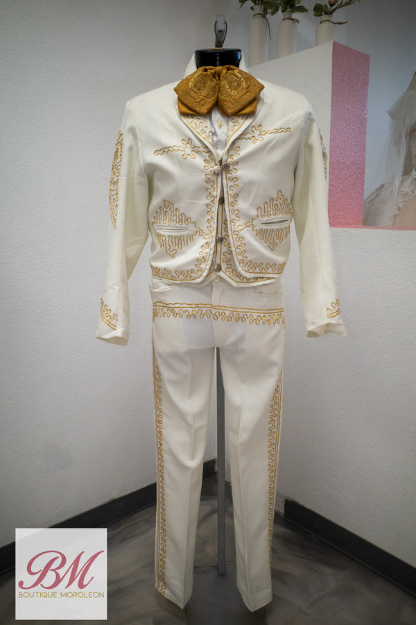 Economical Charro Suit Cream/Gold — traje de charro en Moroleón, Guanajuato — Boutique Moroleón