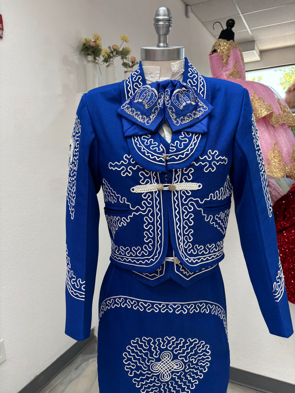 Traje Charro Azul Mujer Economico — otra vista — Boutique Moroleón