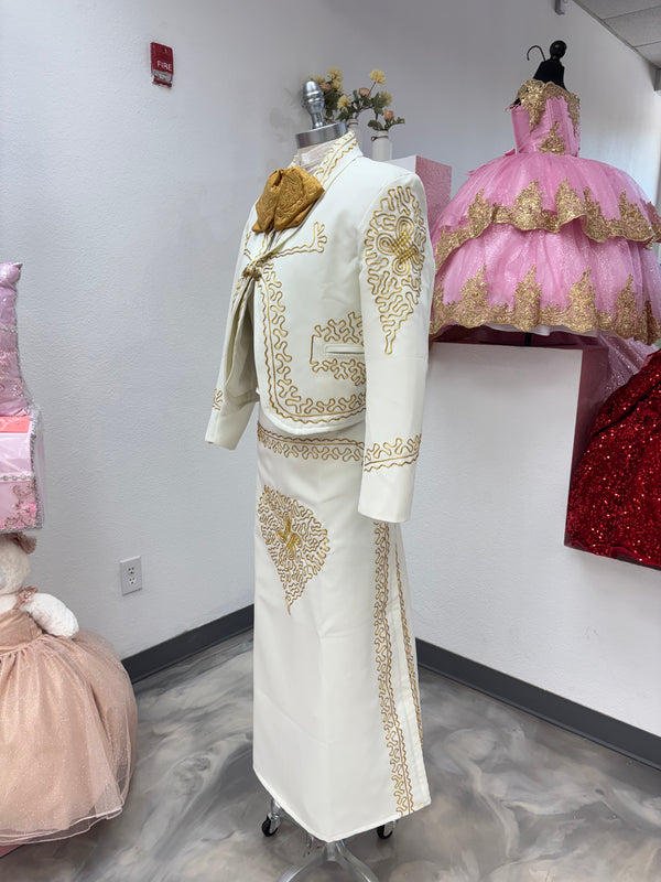 Traje Charro Crema/Oro Mujer Economico — otra vista — Boutique Moroleón