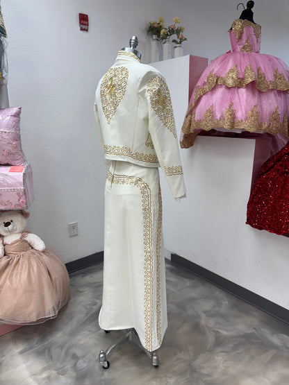 Traje Charro Crema/Oro Mujer Economico