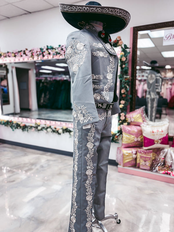 Classic Traje Charro Grey/Silver — otra vista — Boutique Moroleón
