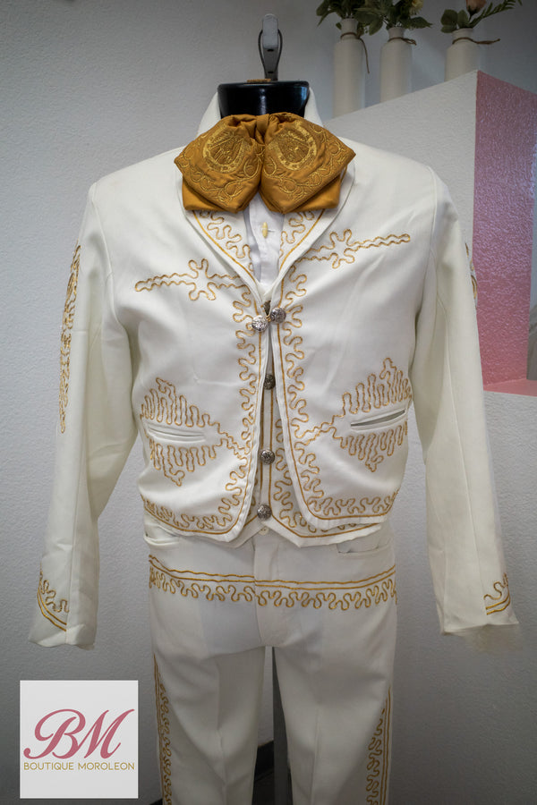 Economical Charro Suit Cream/Gold — otra vista — Boutique Moroleón