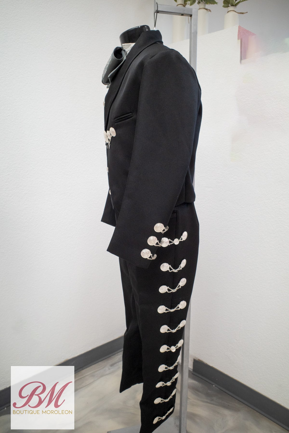 Classic Charro Suit Black with Silver Buttons