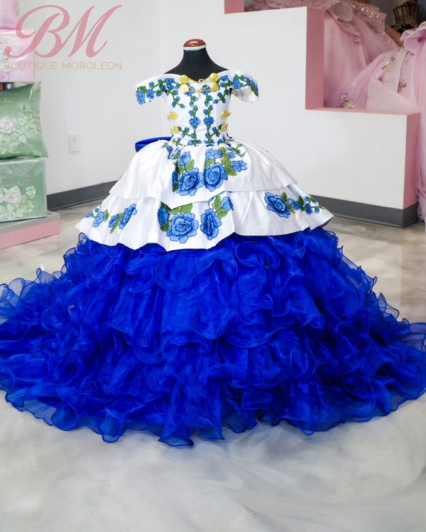 Mini Quince Charro Ivory- Royal — girls quinceañera dress at Boutique Moroleón Sacramento