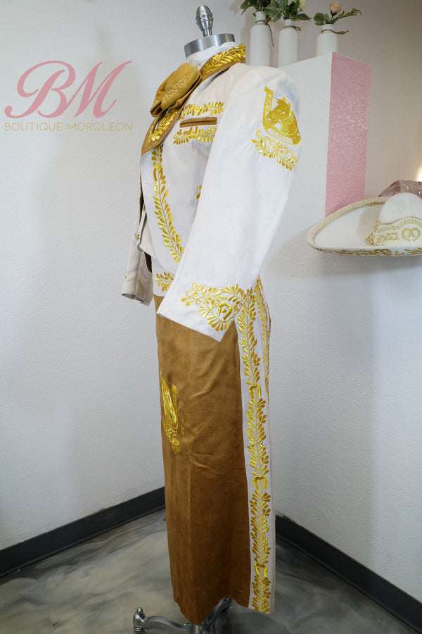Ivory Charro Suit for Women with Tan Skirt — otra vista — Boutique Moroleón